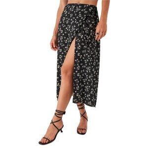 NWT Reformation Kara Midi Wrap Skirt Jasmine Black Floral Size 6